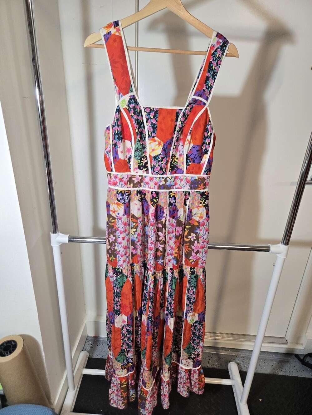 Anthropologie x Bhanuni by Jyoti Patchwork Floral Tiered Maxi Dress Small